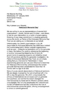 IHRC among organisations writing to King Charles regarding Holocaust Memorial Day