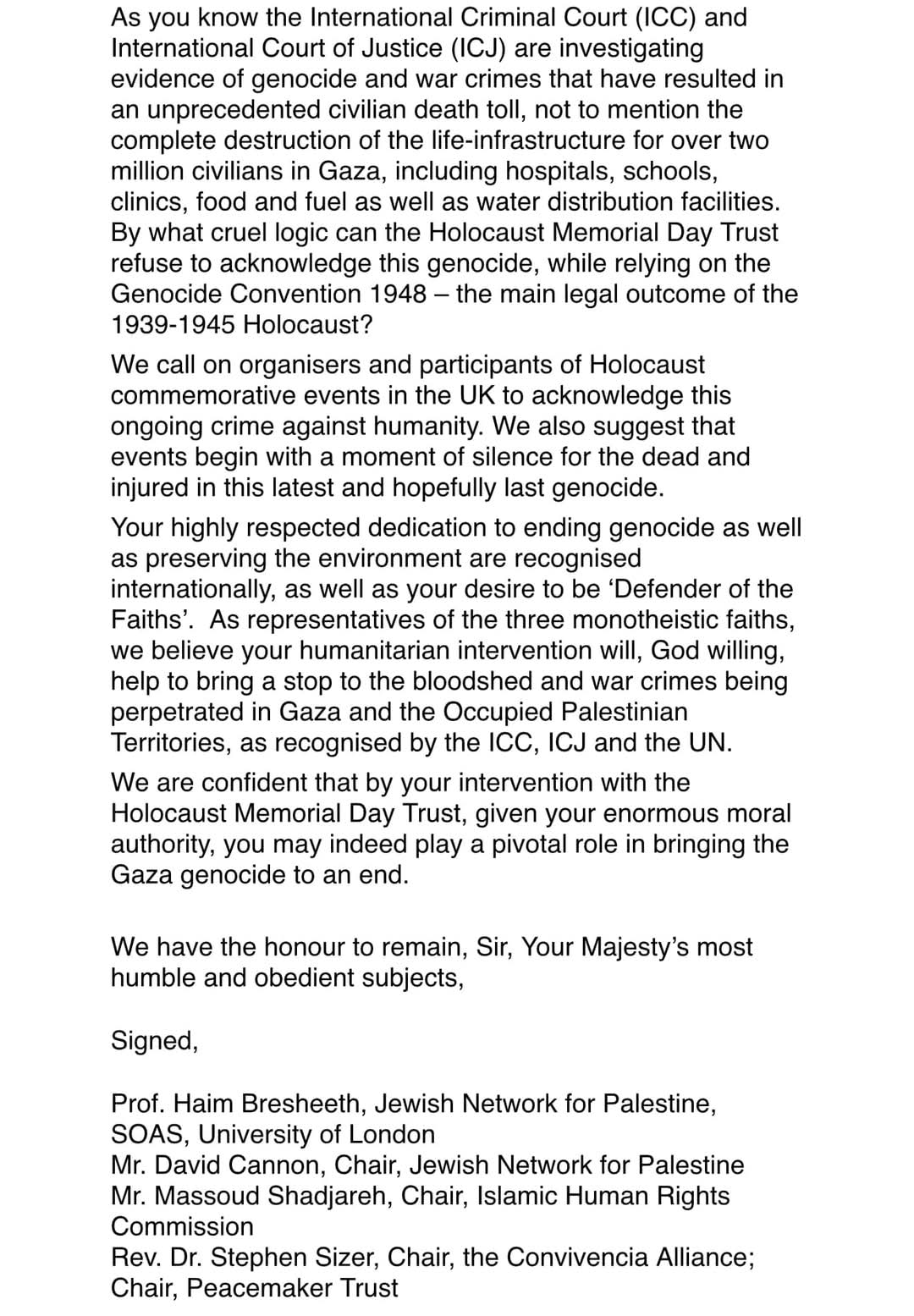 IHRC among organisations writing to King Charles regarding Holocaust Memorial Day